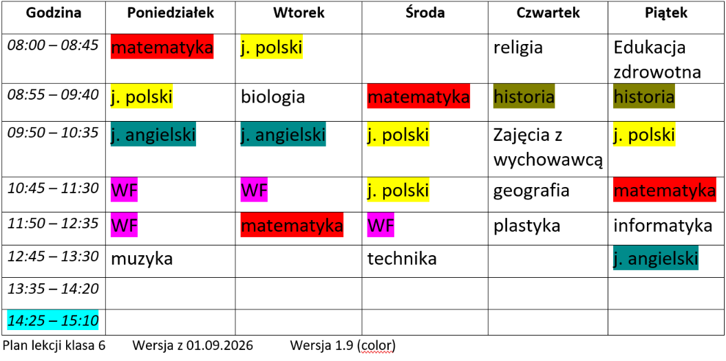 Plan Lekcji 1.9