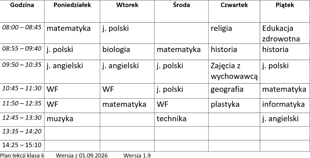 Plan Lekcji 1.9